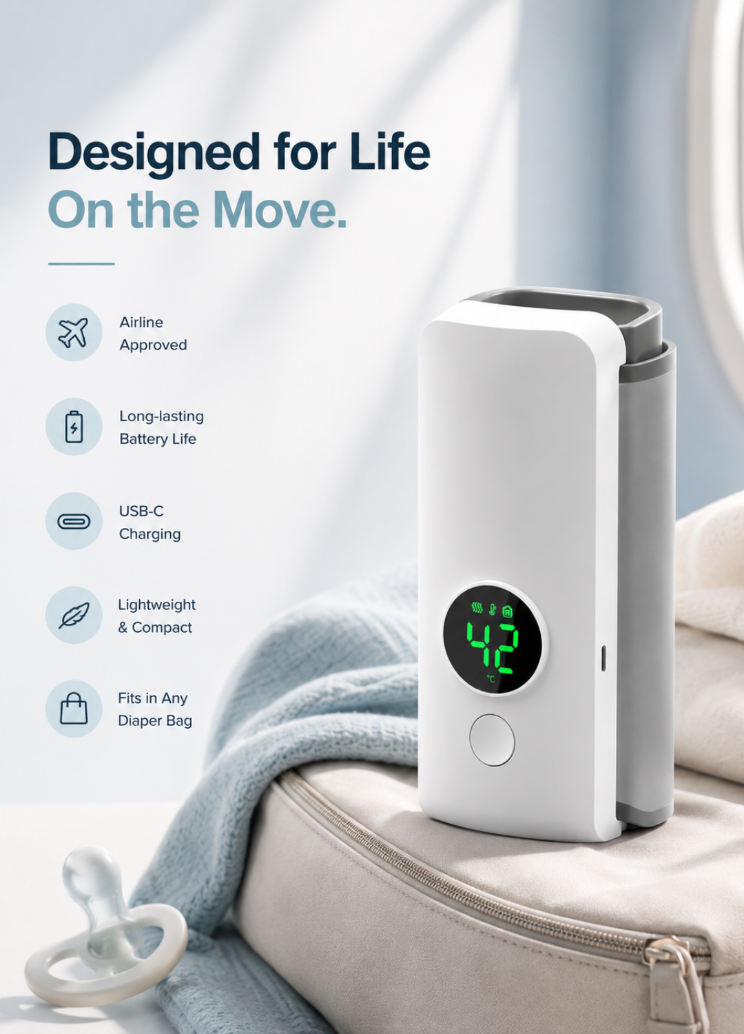 Portable Rechargeable Baby Bottle Warmer (Travel Bottle Heater for Parents)